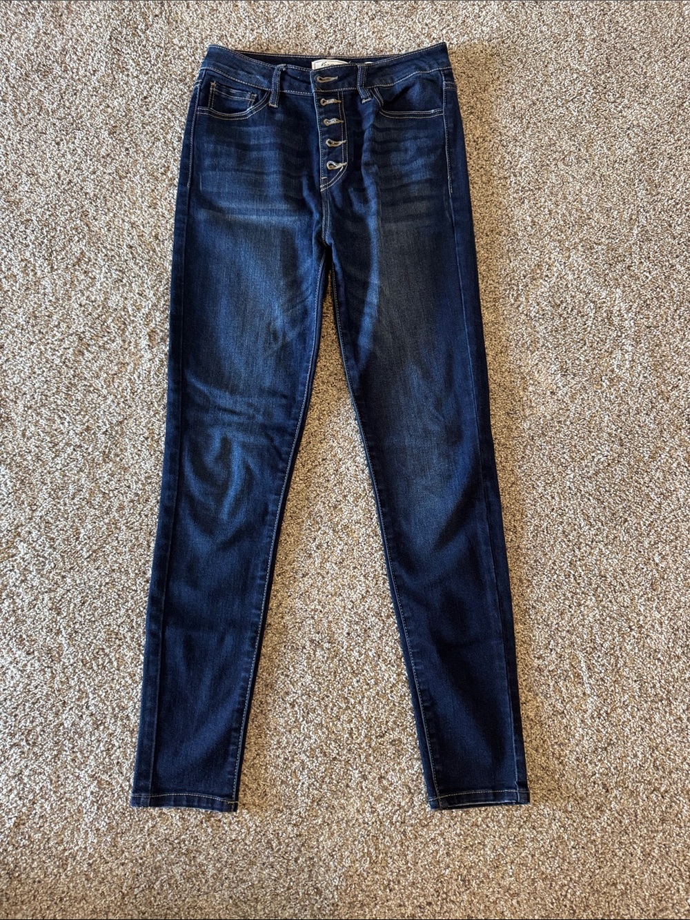 KanCan Dark Blue High-Rise Skinny Jeans with Button-Fly
